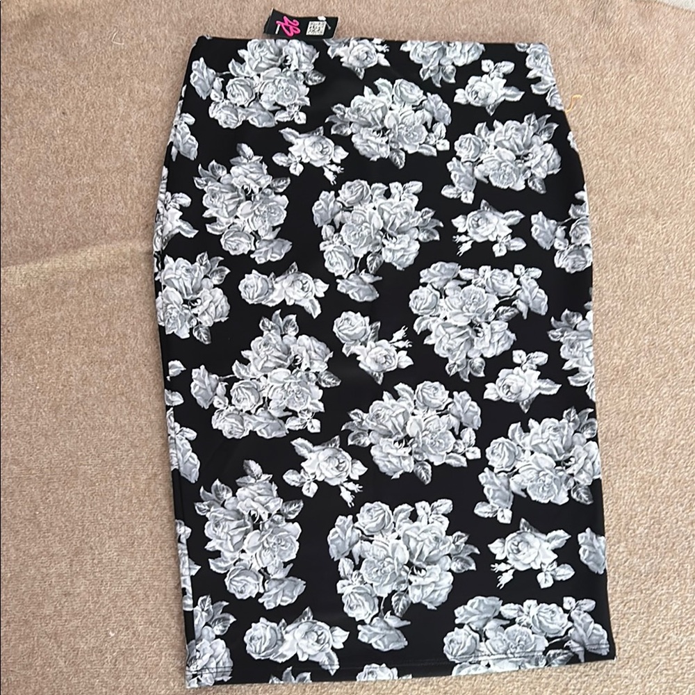 Floral Black and White Women's Skirt